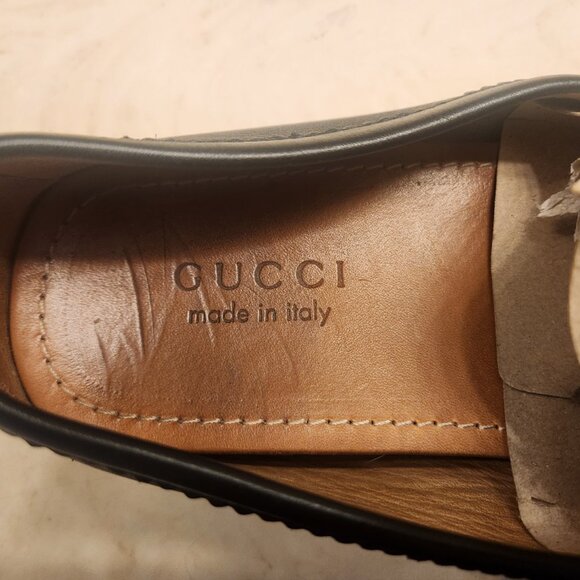 Gucci Black Loafer Slip Ons Pebble Sole - Picture 4 of 7